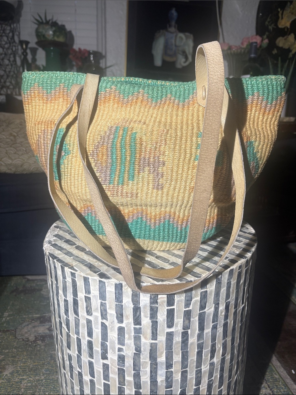 Bag Bazaar Handwoven Straw Tote Geometric Beach Market Boho Bag
